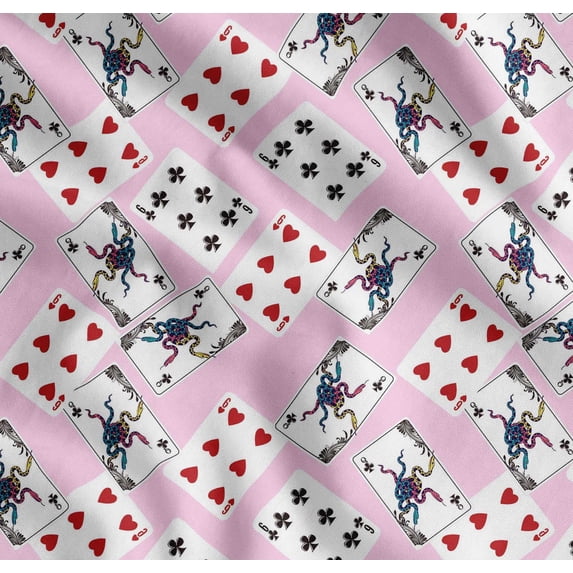 Soimoi Cotton Voile Fabric Indoor Game Poker Card Sports Print Sewing Fabric Yard 42 Inch Wide