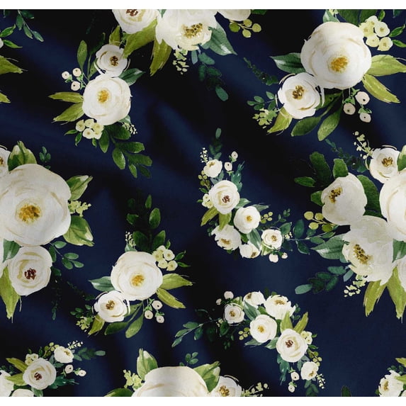 Soimoi Cotton Voile Fabric Leaves & Arabian Jasmine Floral Printed Craft Fabric by the Yard 56 Inch Wide