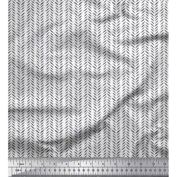 Soimoi Cotton Voile Fabric Leaves Block Print Fabric by The Yard 42 Inch Wide