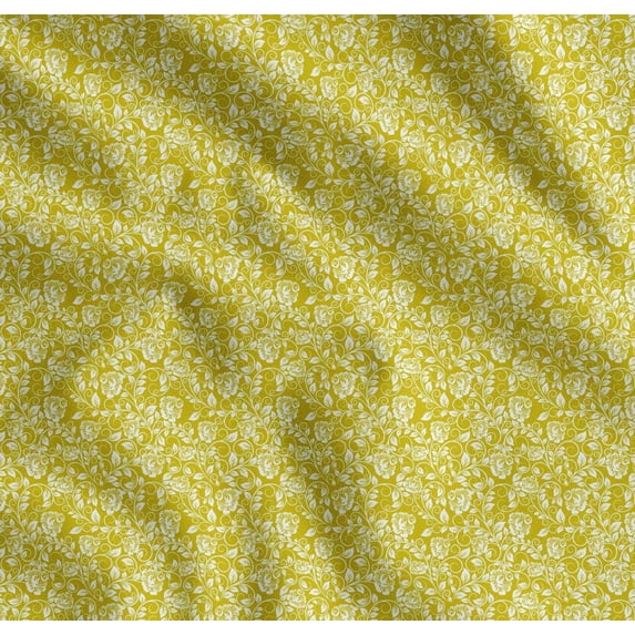 Soimoi Cotton Voile Fabric Leaves & Floral Artistic Print Fabric by Yard 42 Inch Wide