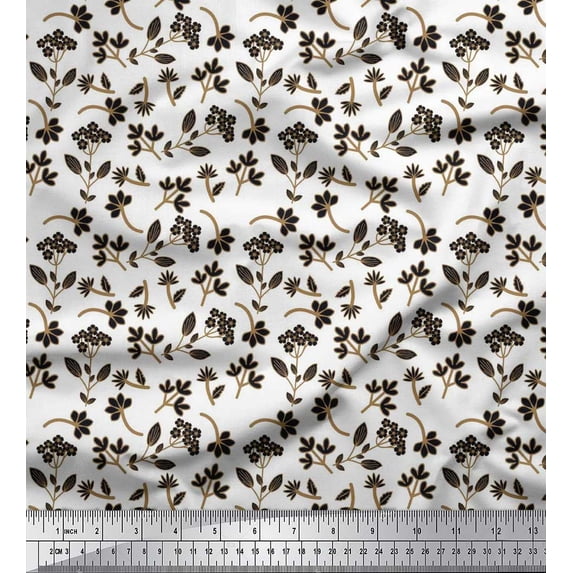 Soimoi Cotton Voile Fabric Leaves & Floral Artistic Printed Craft Fabric by The Yard 56 Inch Wide