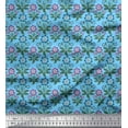 thumbnail image 1 of Soimoi Cotton Voile Fabric Leaves & Floral Artistic Printed Fabric 1 Yard 42 Inch Wide, 1 of 3