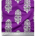 thumbnail image 1 of Soimoi Cotton Voile Fabric Leaves & Floral Block Printed Fabric 1 Yard 56 Inch Wide, 1 of 3