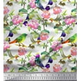 thumbnail image 1 of Soimoi Cotton Voile Fabric Leaves,Floral & Hummingbird Bird Print Fabric by the Yard 56 Inch Wide, 1 of 1