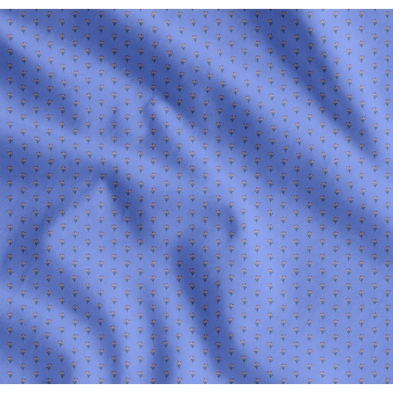 Soimoi Cotton Voile Fabric Leaves & Floral Shirting Printed Fabric 1 Yard 42 Inch Wide