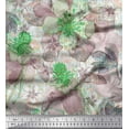 thumbnail image 1 of Soimoi Cotton Voile Fabric Leaves & Lily Flower Print Fabric by the Yard 42 Inch Wide, 1 of 1