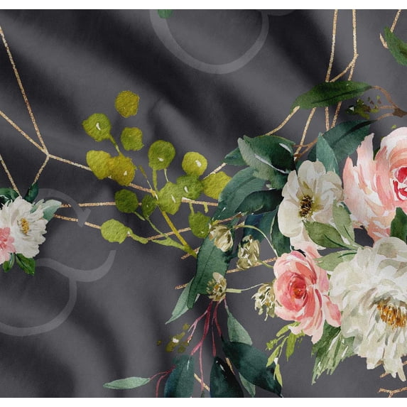 Soimoi Cotton Voile Fabric Leaves & Ranunculus Floral Fabric Prints By Yard 56 Inch Wide