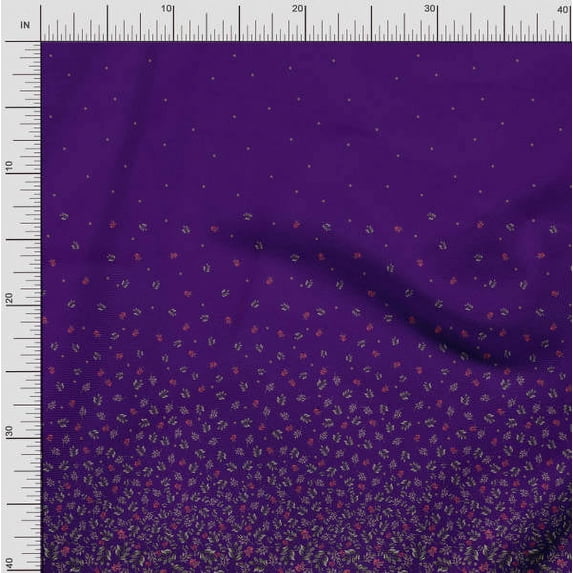 Soimoi Cotton Voile Fabric Leaves & Red Berries Panel Print Fabric by The Yard 42 Inch Wide