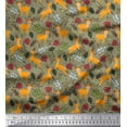 thumbnail image 1 of Soimoi Cotton Voile Fabric Leaves & Reindeer Animal Print Fabric by The Yard 42 Inch Wide, 1 of 1