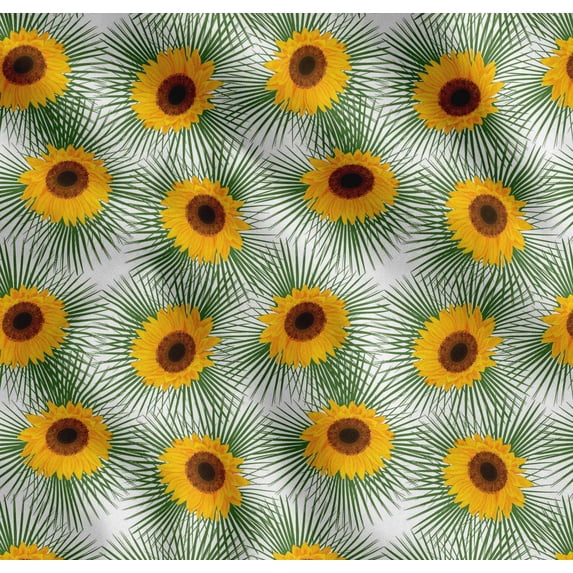 Soimoi Cotton Voile Fabric Leaves & Sunflower Floral Fabric Prints by Yard 56 Inch Wide
