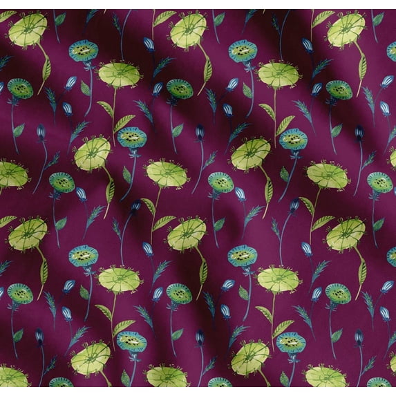 Soimoi Cotton Voile Fabric Lotus Seed Watercolor Print Fabric by The Yard 56 Inch Wide