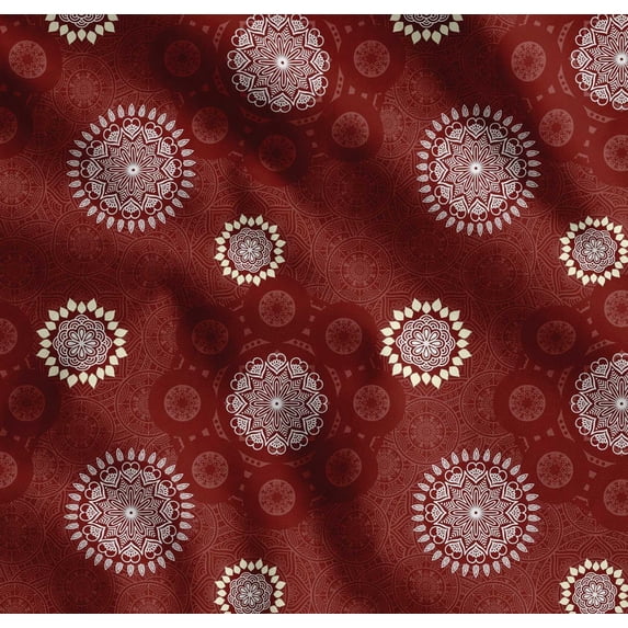 Soimoi Cotton Voile Fabric Mandala Ethnic Decor Fabric Printed Yard 56 Inch Wide