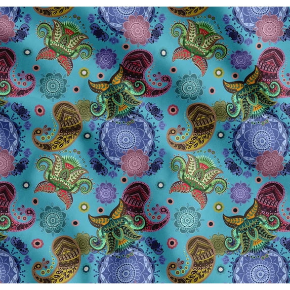 Soimoi Cotton Voile Fabric Mandala & Paisley Ethnic Print Fabric by the Yard 42 Inch Wide