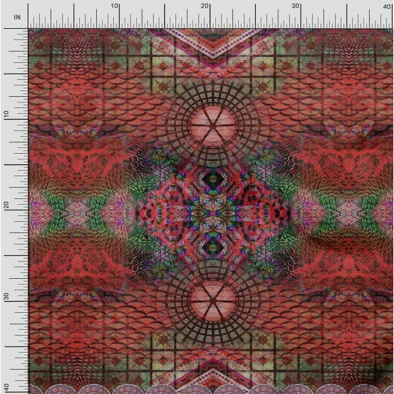 Soimoi Cotton Voile Fabric Mandala Panel Print Fabric by The Yard 42 Inch Wide