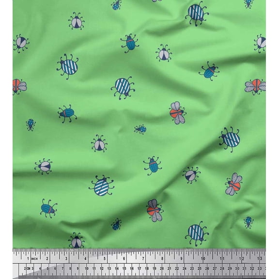 Soimoi Cotton Voile Fabric Moth & Light Bug Insects Print Fabric by The Yard 42 Inch Wide