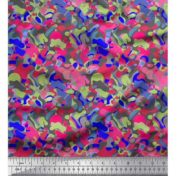 Soimoi Cotton Voile Fabric Multicolor Camouflage Print Fabric by the Yard 42 Inch Wide