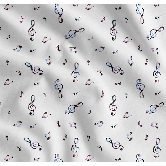 Soimoi Cotton Voile Fabric Notes Musical Instrument Print Sewing Fabric Yard 42 Inch Wide