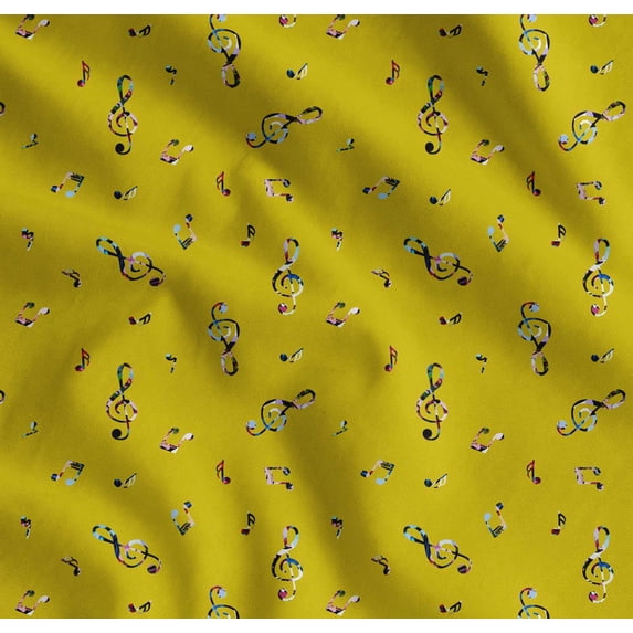 Soimoi Cotton Voile Fabric Notes Musical Instrument Printed Craft Fabric by The Yard 42 Inch Wide