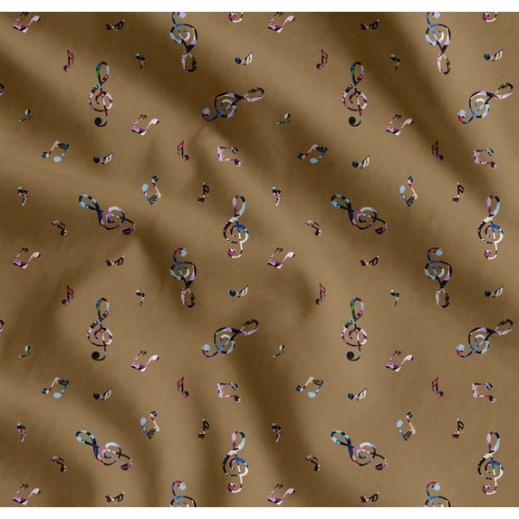 Soimoi Cotton Voile Fabric Notes Musical Instrument Printed Craft Fabric by The Yard 56 Inch Wide