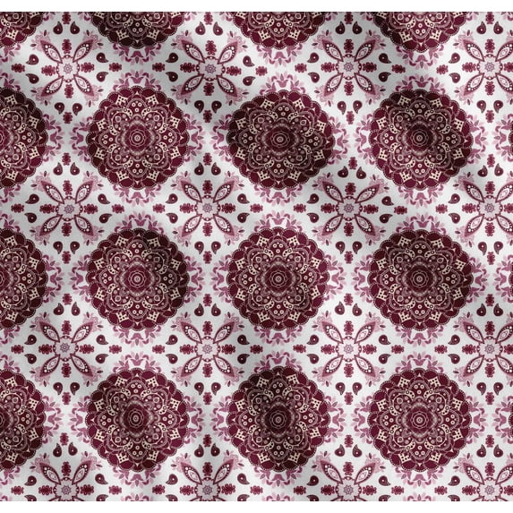 Soimoi Cotton Voile Fabric Paisley & Floral Mandala Printed Fabric 1 Yard 42 Inch Wide