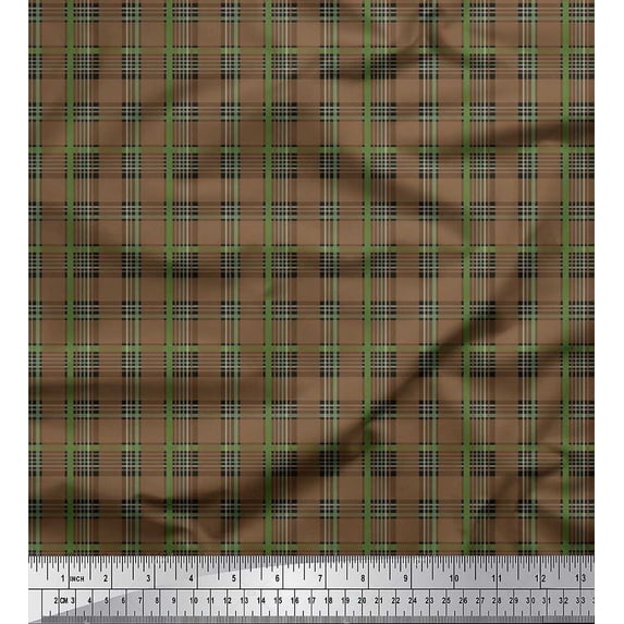 Soimoi Cotton Voile Fabric Plaid Check Printed Fabric 1 Yard 56 Inch Wide