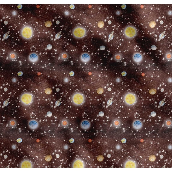 Soimoi Cotton Voile Fabric Planet & Sun Galaxy Decor Fabric Printed Yard 56 Inch Wide
