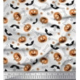 thumbnail image 1 of Soimoi Cotton Voile Fabric Pumpkin,Bone & Bat Halloween Print Fabric by The Yard 56 Inch Wide, 1 of 1