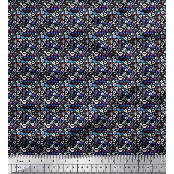 Soimoi Cotton Voile Fabric Scientific Lab Equipments Education Theme Print Sewing Fabric Yard 42 Inch Wide