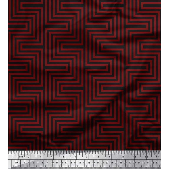 Soimoi Cotton Voile Fabric Square & Spiral Geometric Decor Fabric Printed Yard 42 Inch Wide