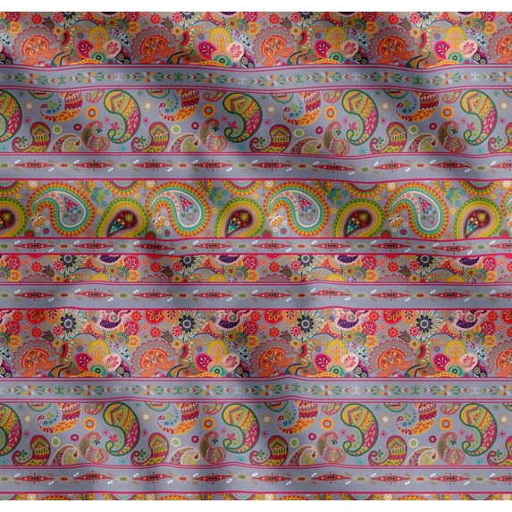Soimoi Cotton Voile Fabric Stripe,Floral & Paisley Print Fabric by The Yard 42 Inch Wide