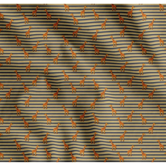 Soimoi Cotton Voile Fabric Stripe & Giraffe Animal Print Fabric by Yard 42 Inch Wide