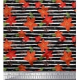 thumbnail image 1 of Soimoi Cotton Voile Fabric Stripe,Leaves & Camellias Floral Print Fabric by Yard 56 Inch Wide, 1 of 1