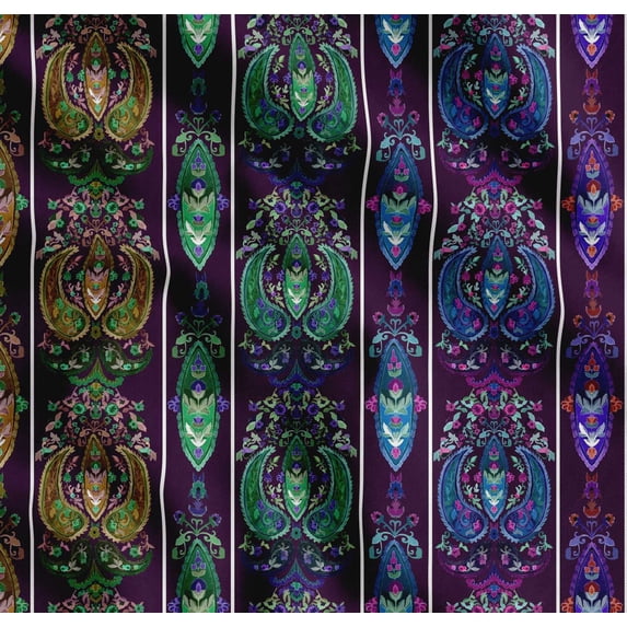 Soimoi Cotton Voile Fabric Stripe & Paisley Ethnic Print Sewing Fabric Yard 42 Inch Wide