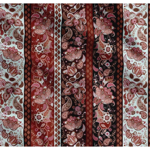 Soimoi Cotton Voile Fabric Stripe & Paisley Fabric Prints By Yard 56 Inch Wide