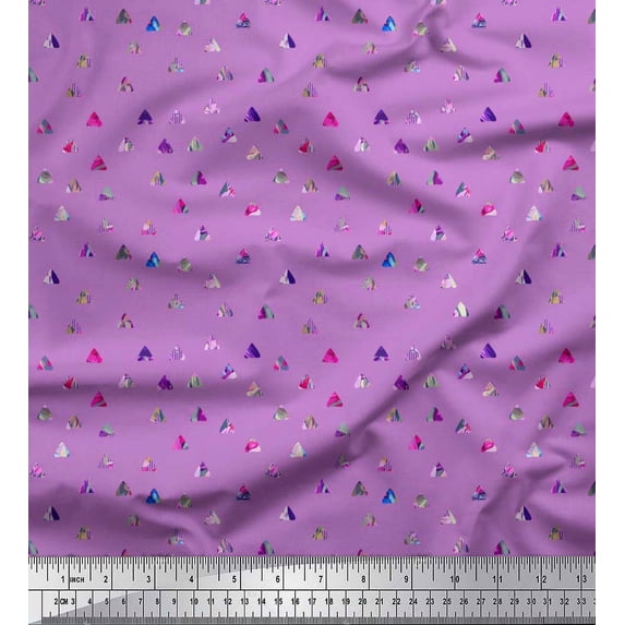 Soimoi Cotton Voile Fabric Texture & Triangle Geometric Print Sewing Fabric Yard 56 Inch Wide