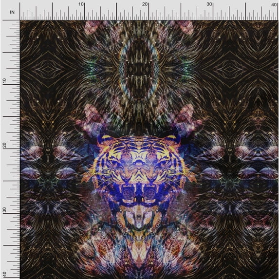 Soimoi Cotton Voile Fabric Tiger Panel Print Fabric by Yard 42 Inch Wide