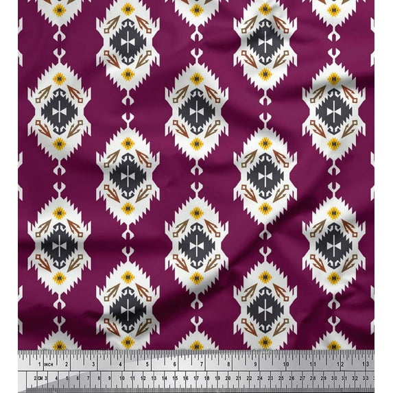 Soimoi Cotton Voile Fabric Tribal Southwestern Printed Fabric 1 Yard 56 Inch Wide