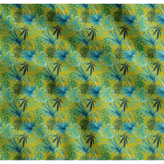 Soimoi Cotton Voile Fabric Tropical Leaves Print Sewing Fabric Yard 56 Inch Wide