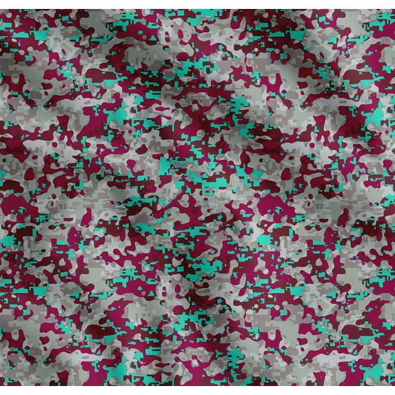 Soimoi Cotton Voile Fabric Two Tone With Grey Camouflage Print Fabric by the Yard 56 Inch Wide