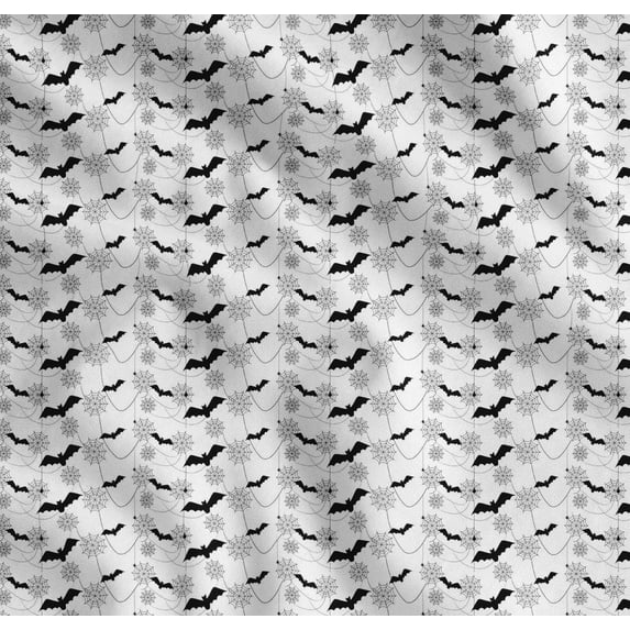 Soimoi Cotton Voile Fabric Web,Spider & Bat Halloween Printed Fabric 1 Yard 56 Inch Wide