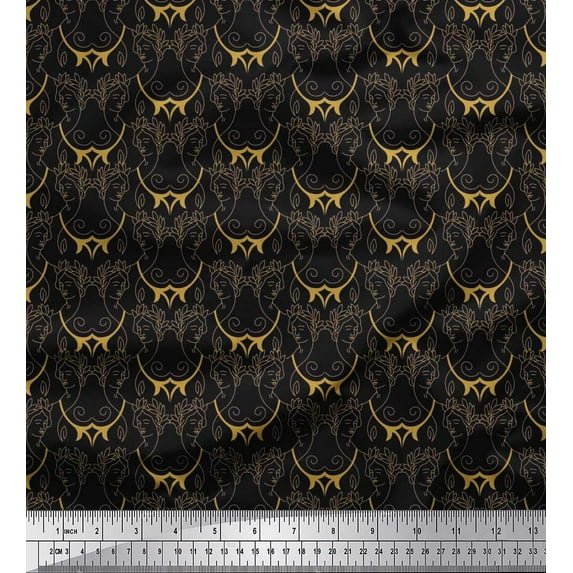 Soimoi Cotton Voile Fabric Women Face Print Fabric by The Yard 42 Inch Wide