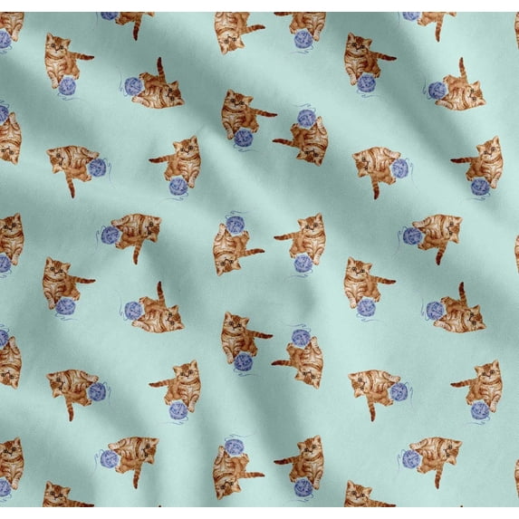 Soimoi Cotton Voile Fabric Wool & Cat Animal Print Sewing Fabric Yard 56 Inch Wide