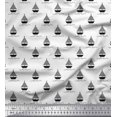 thumbnail image 1 of Soimoi Cotton Voile Fabric Yacht & Waves Nautical Print Fabric by the Yard 42 Inch Wide, 1 of 3