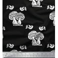 thumbnail image 1 of Soimoi Crepe Silk Fabric Bird & Mushroom Block Decor Fabric Printed Yard 42 Inch Wide, 1 of 1