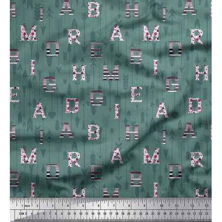 Soimoi Crepe Silk Fabric Dot,Arrow & Alphabets Text Print Sewing Fabric Yard 42 Inch Wide