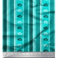 thumbnail image 1 of Soimoi Crepe Silk Fabric Geometric & Striped Floral Block Print Fabric by The Yard 42 Inch Wide, 1 of 1