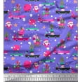thumbnail image 1 of Soimoi Crepe Silk Fabric Gift Box,Car & Santa Christmas Print Fabric by The Yard 42 Inch Wide, 1 of 1