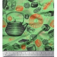 thumbnail image 1 of Soimoi Crepe Silk Fabric Grains,Kettle & Prawns Food Printed Craft Fabric by The Yard 42 Inch Wide, 1 of 1