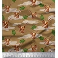 thumbnail image 1 of Soimoi Crepe Silk Fabric Leaves & Dinosaur Jungle Print Sewing Fabric Yard 42 Inch Wide, 1 of 1
