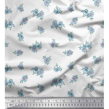 Soimoi Crepe Silk Fabric Leaves & Floral Night Wear Print Fabric by Yard 42 Inch Wide